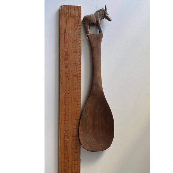 Vintage wooden spoon, hand carved, zebra 12 inch - Picture 5 of 8